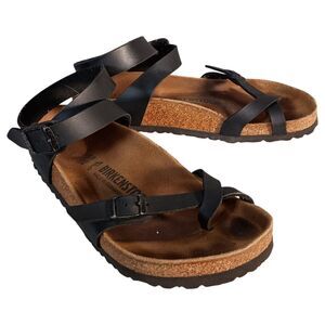 Birkenstock Yara Sandals Shoes Leather Black Womens 8/Mens 6